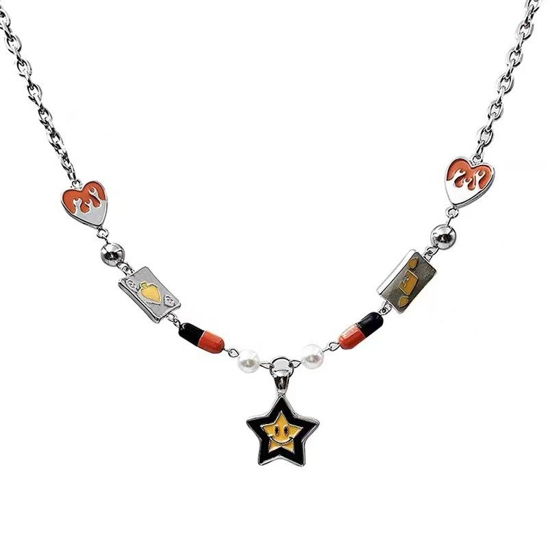 

American Hip Hop Star Necklace Men s Guochao Color Capsule Sweater Chain Trend Cool Handsome Couple Accessories Pendant