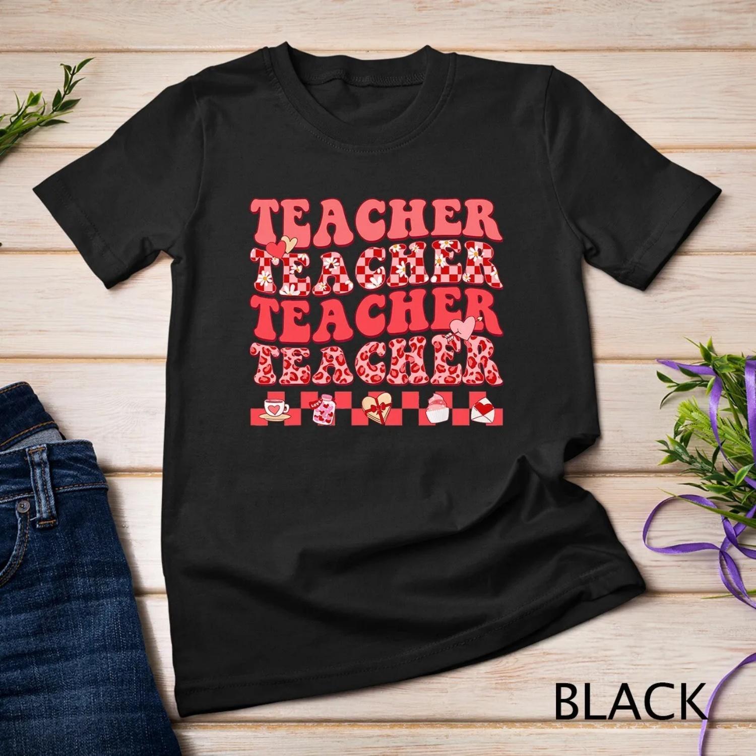 Teacher Valentine s Day Hippie Sweet Heart Womens T Shirt S