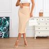 Women's Fashion Wrap Hip Stripe Slit High Waist Stretch Skirt