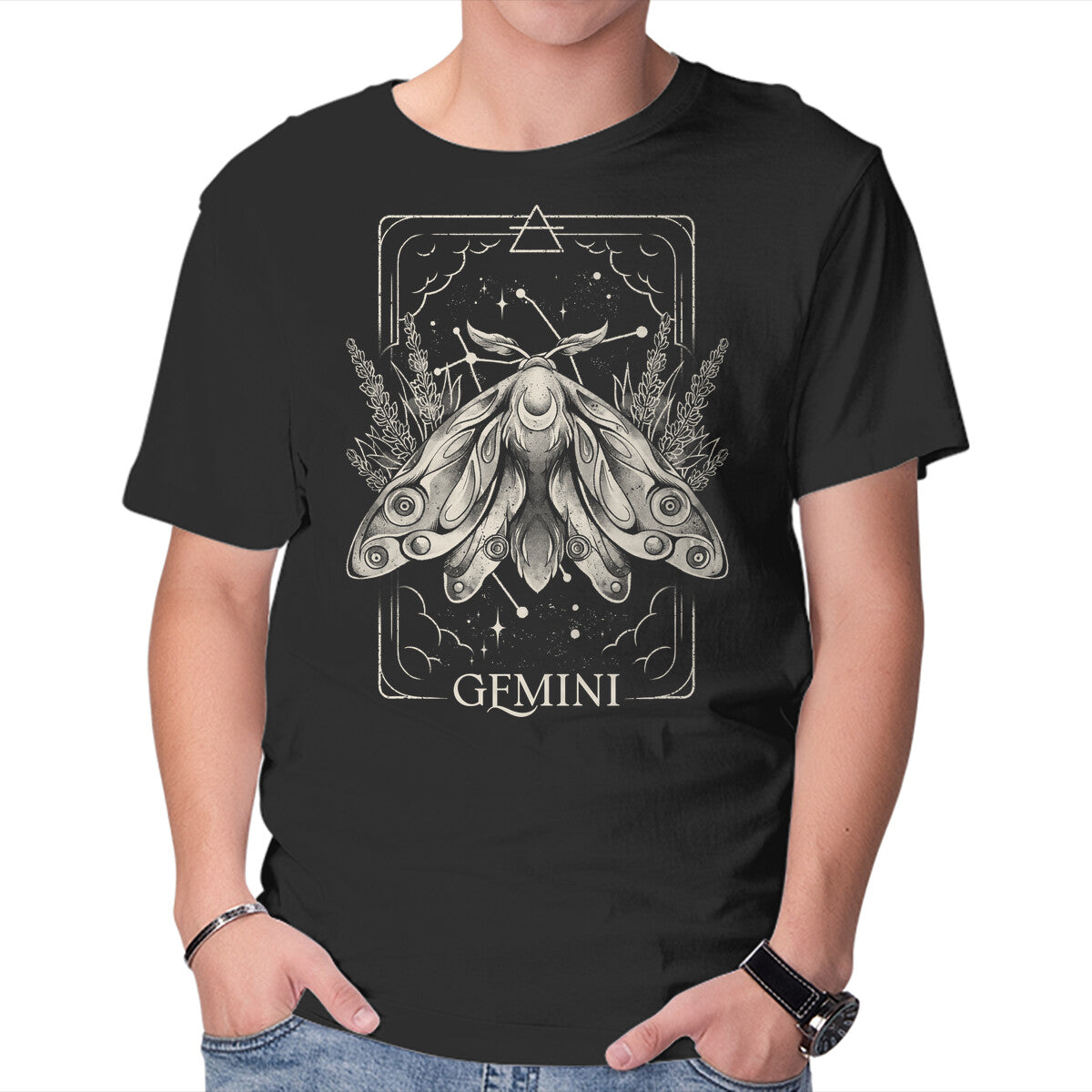 Unisex Crew Neck T-Shirt Gemini Tarot Graphic Short Sleeve Casual Tee M