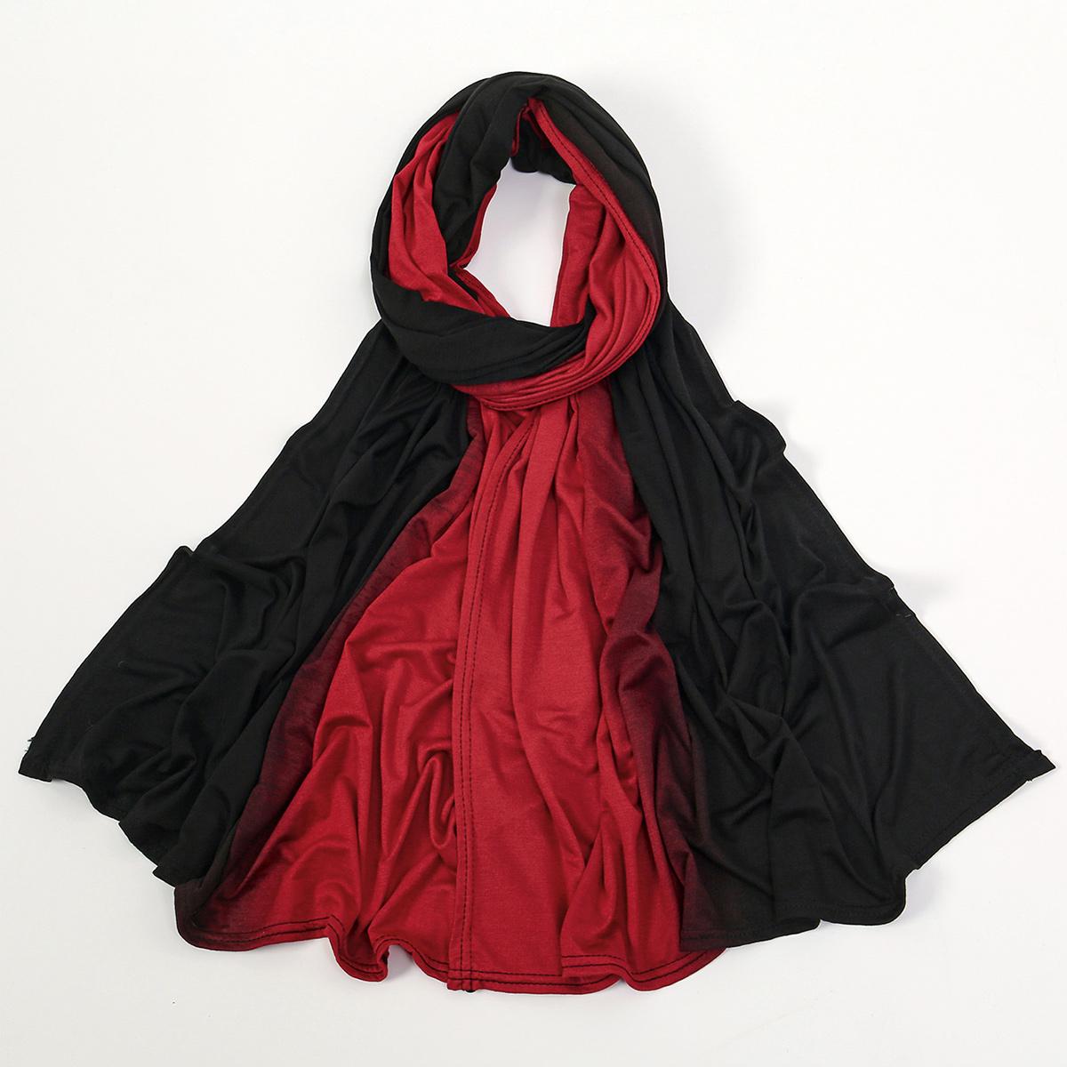 

Мусульманский градиентный хиджаб-шарф женский премиальный джерси хиджаб шаль модный цветной блок однотонный тюрбан мягкий хлопковый джерси головной платок