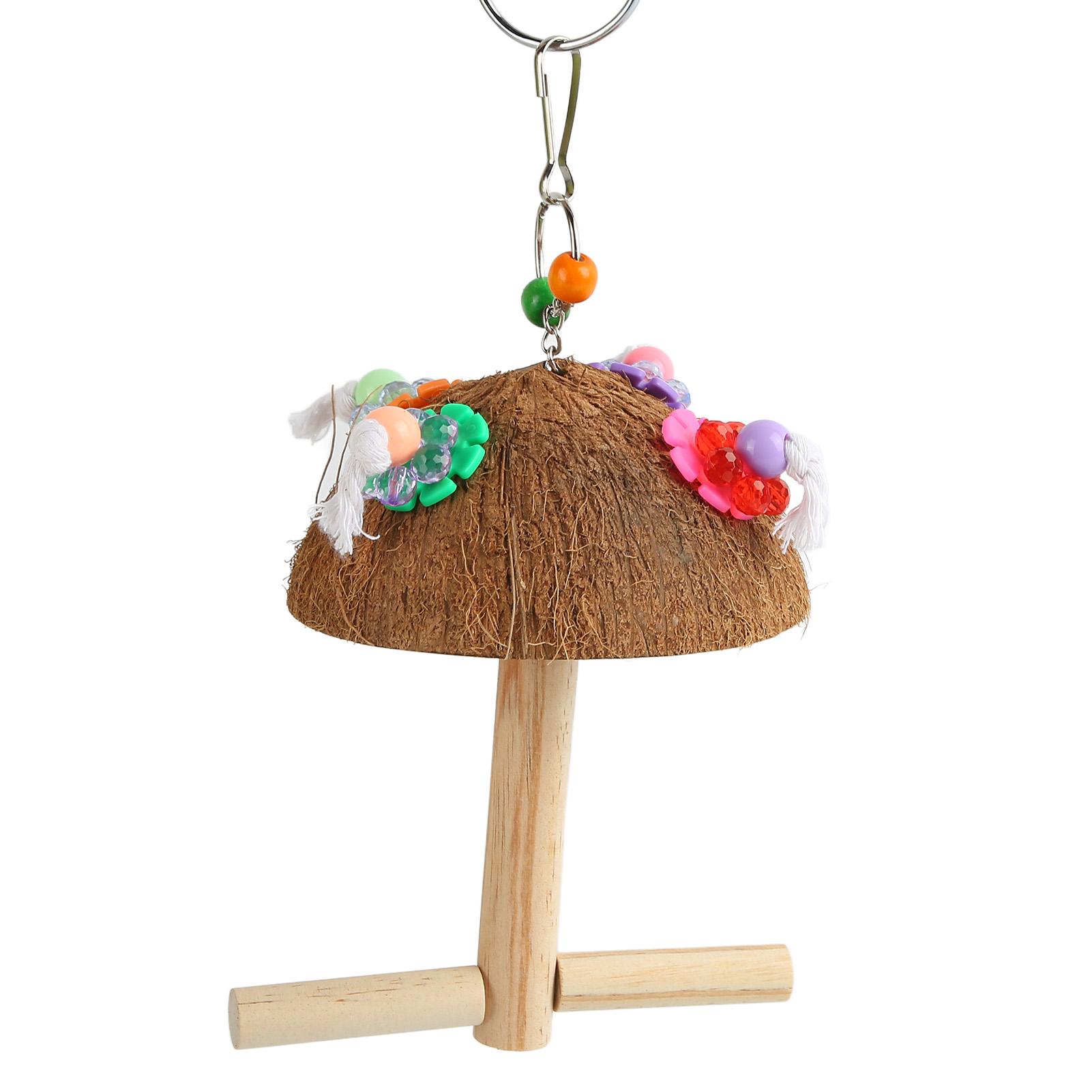 Parrot Coconut Shell Swing Stand Multifunctional Safe Bite Resistant Coconut Shell Chew Toys for Birds