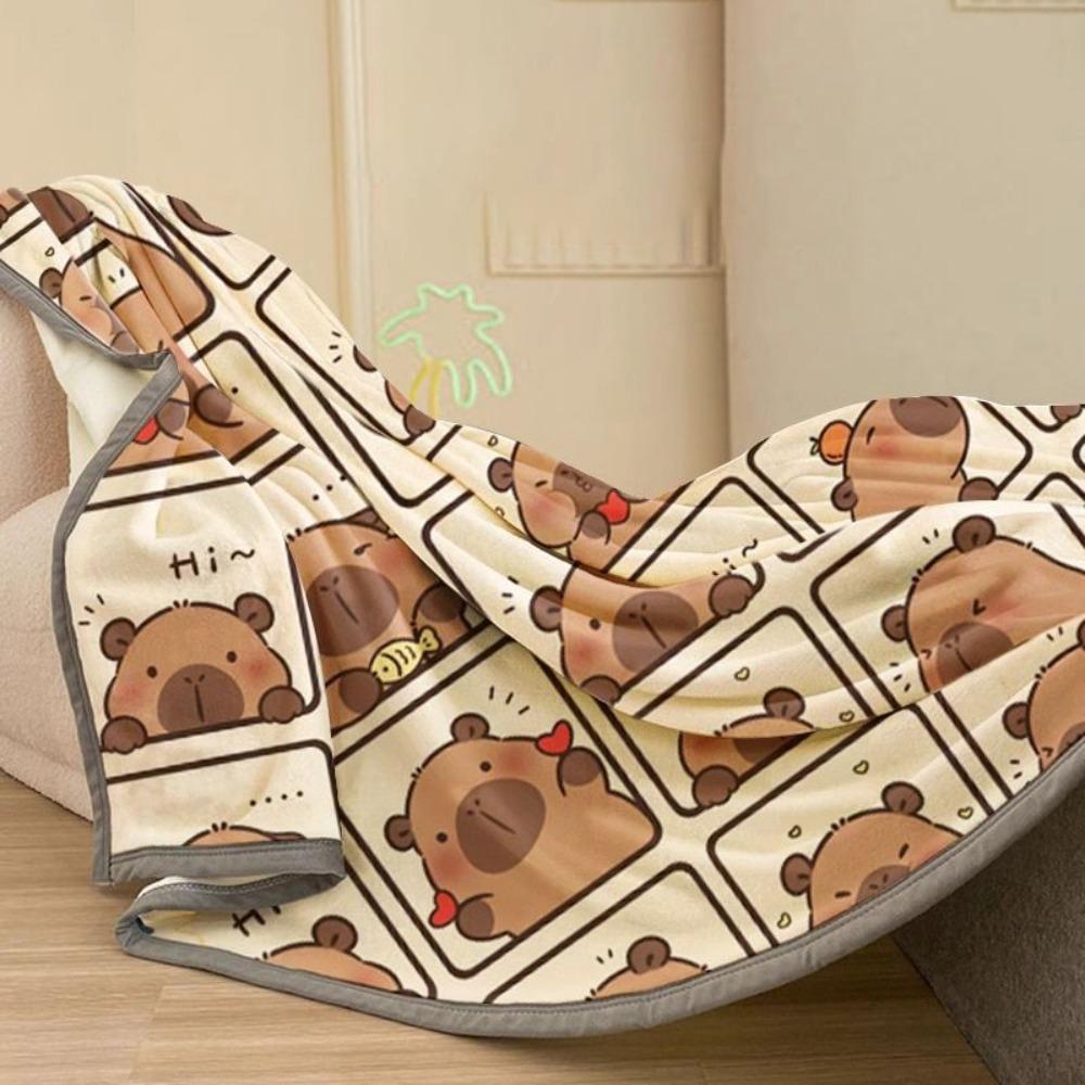 

Printing Capybara Blanket Flannel Sofa Blanket Sofa Cover Cartoon Shawl Blanket Warm S-Style1