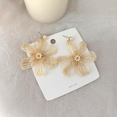 Handmade Rattan Forest Flower Earrings: Retro, Sweet, and Super Fairy-Inspired Korean Style for Women