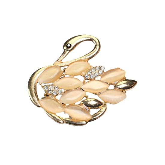 Brooch Retro Style Leaf Floral Design Lapel Pin with Faux Opal Inlaid Sweaters Collars Hats Bags Coats Scarves Badge Outfit Accessory