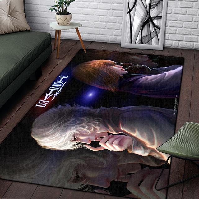 Alfombra de Anime Death Note para sala de estar, decoraciones de lujo para el hogar, dormitorio, mesita de noche, sala de juegos, alfombras grandes, alfombra antideslizante