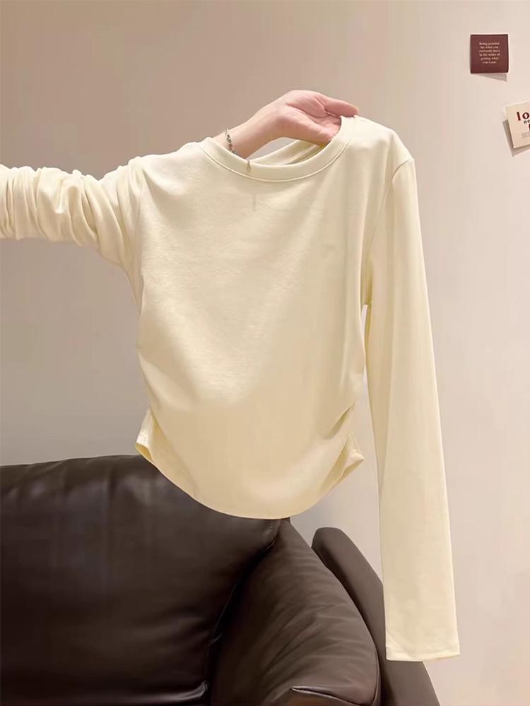 

Женская весенне-осенняя хлопковая рубашка с плиссировкой, неровным плечом и длинным рукавом L