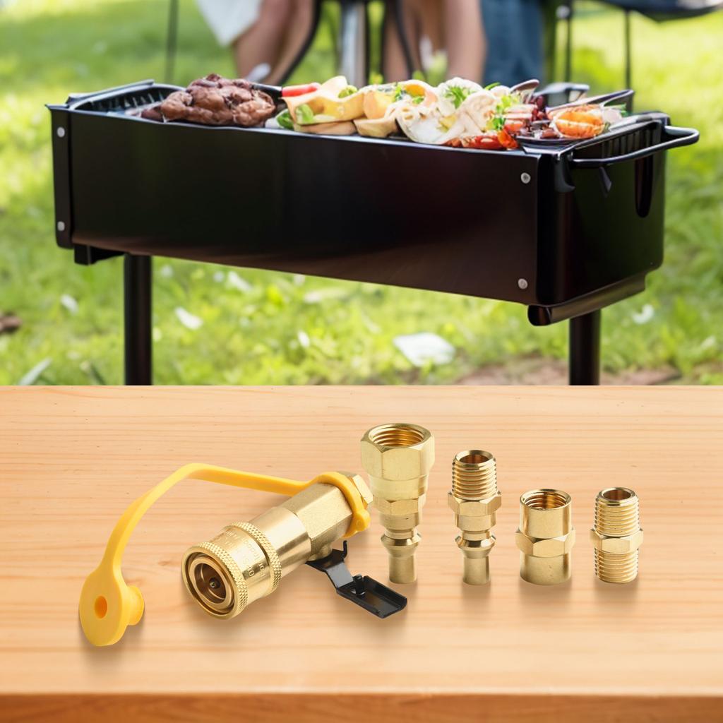 Brass Material Outdoor Barbecues Propane Adapter Kit Low Pressure Propane Shut-off Valve Quick Wrench Connector