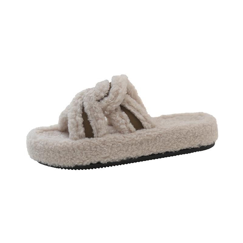 Fashion 2024 New Winter Furry Slippers Fashion Open Toe Comfortable Slippers Women's Indoor Cotton Shoes Fluffy Warm Home Slippers