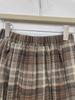 Women's Winter Woolen Plaid Pleated Midi Skirt - Elegant Petite A-line Umbrella Design