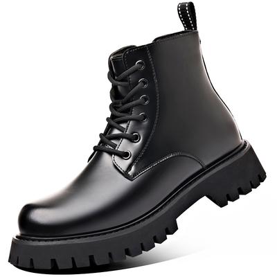 Modische britische Leder-Plateau-Stiefel für Herren Neue weichsohlige schwarze Luxusschuhe Herrenmode Lässig Herbst Winter Stiefeletten Männlich