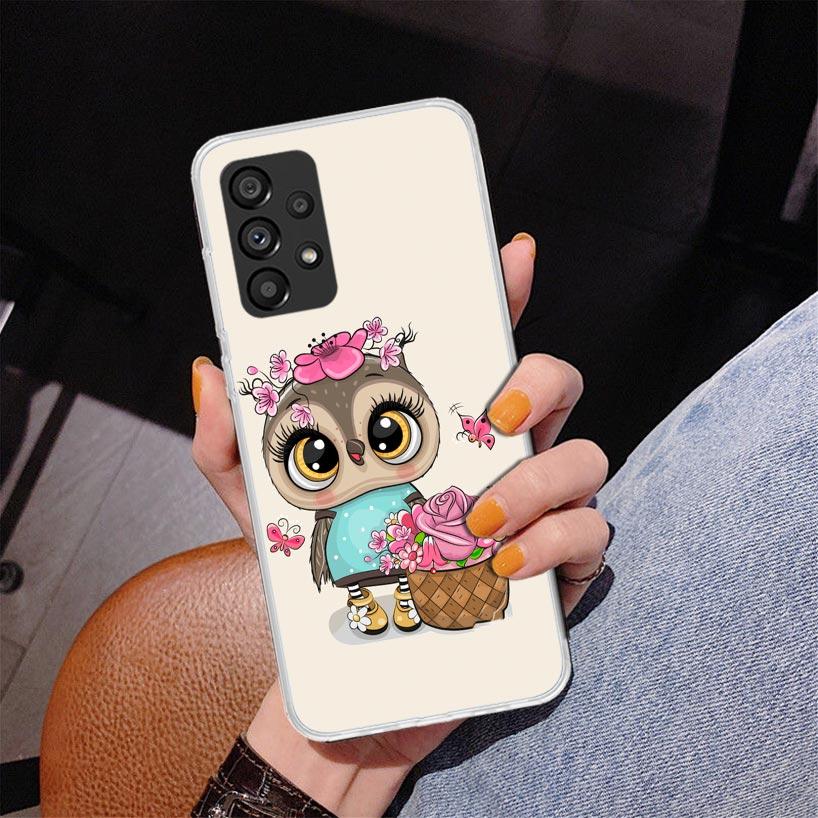 Cute Owl Hearts Lover Phone Case For Samsung Galaxy A17 A16 A15 A14 A13 A57 A56 A55 A54 A53 A37 A36 A35 A34 A33 A26 A25 A24 A23