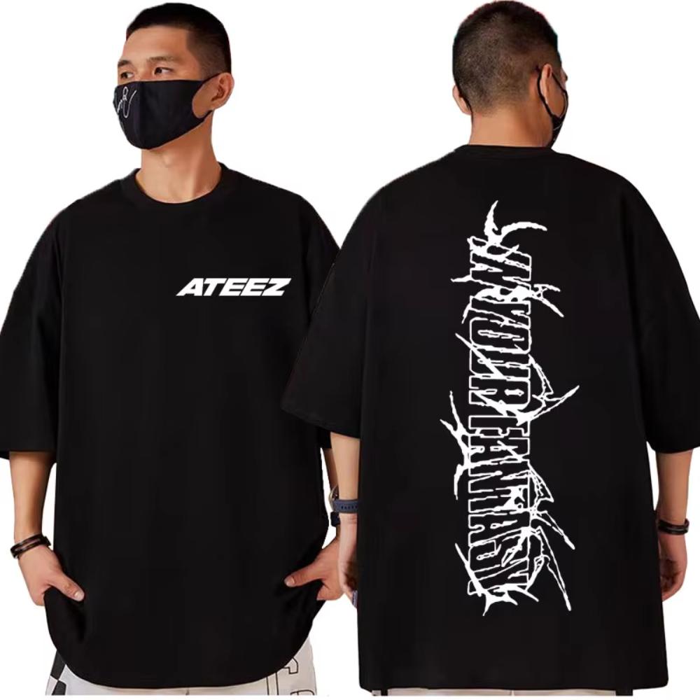 Camiseta Estampada ATEEZ 2025 World Tour in Your Fantasy Camiseta Hip Hop Vintage de Manga Corta Hombre Mujer Moda Casual Camisetas Holgadas