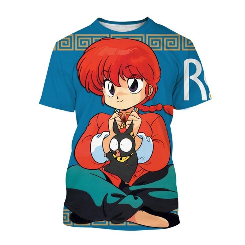 Japanese Anime Ranma Anime Character Casual Cute Unisex 3D Printed Character Short Sleeve T-shirt