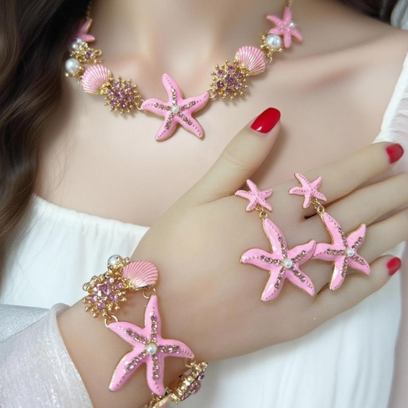 Themed 4 Piece Shell Necklace Collection Sensitive Skin Friendly Alloy Jewelry For Summer Vacation
