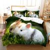 Cartoon Rabbit Duvet Cover Set Wild Animals Theme 3D Print Bedding Set For Kids Boy Girl Bedroom Decor Polyester Comforter Cover