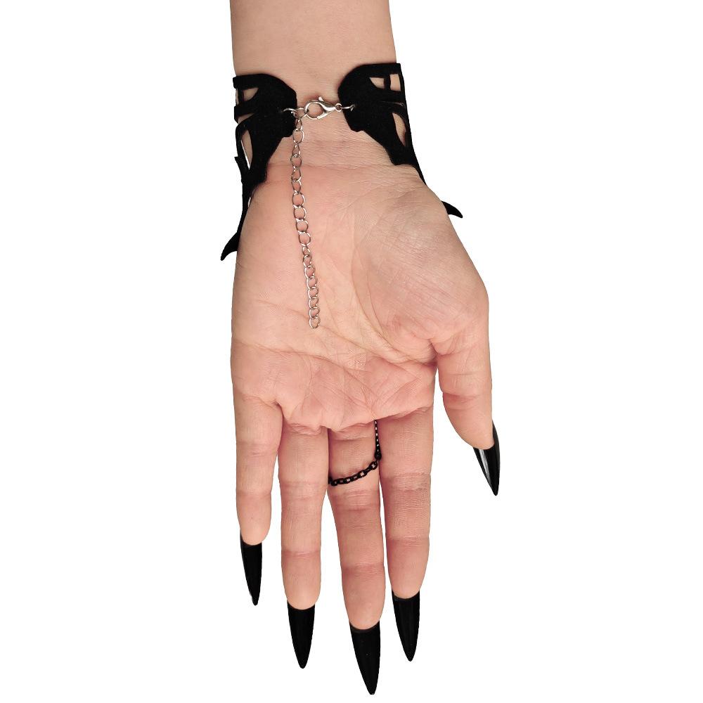Dark Gothic Hollow Spider Pattern Wristband New Stage Performance Bracelet Finger Chain WS--