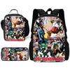 Kinder Anime One Punchs Man Schulrucksack mit Brotdosen ,Federmäppchen ,Schultaschen für Jungen Mädchen Bestes Geschenk