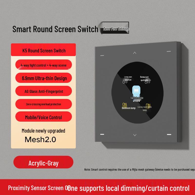 

Smart Touch Screen Four-Way Control Panel with Mijia Voice Integration