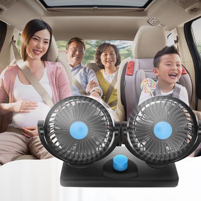 Mini Car Fan Double Heads Cooling Fan Quiet USB Electric Fan 360 Degrees  Rotation with 4 Wind Speeds for