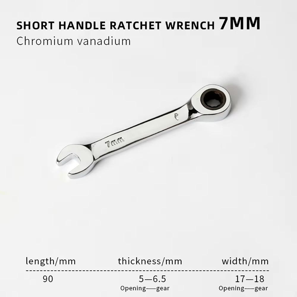 1Pcs 72 Teeth Ratchet Socket Spanner 6-19mm Nut Repair Tool Durable Stubby Single Wrench