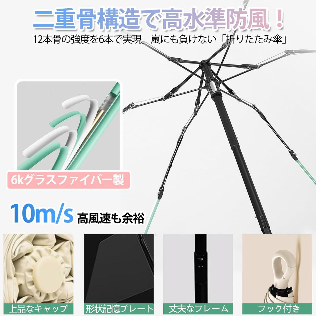 Folding UV Light Blocking and Heat Double Rib Structure UV Suitable for Sunny and Rainy with Storage Birthday Green Parasol, Protection, 100%