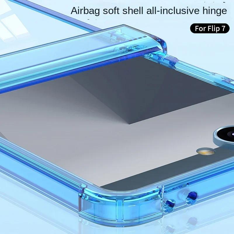 All-inclusive Hinged Four-corner Anti-drop Phone Case for Samsung Galaxy Z Flip 7 FE 6 5 flip7 Transparent Shcokproof Back Cover