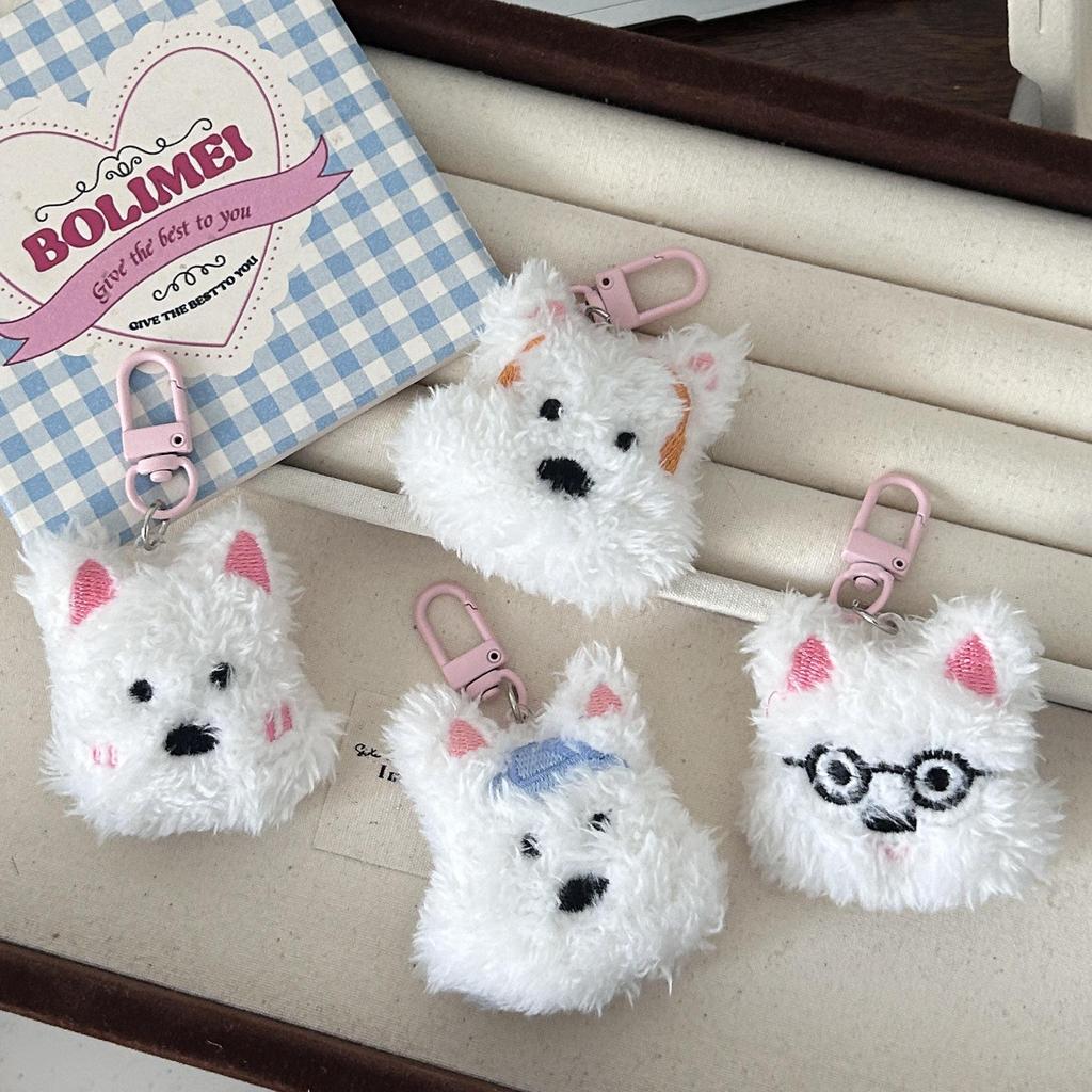 West Highland Plush Puppy Keychain - Cute, Soft Pendant, Sweet Gift for Girls and Friends.