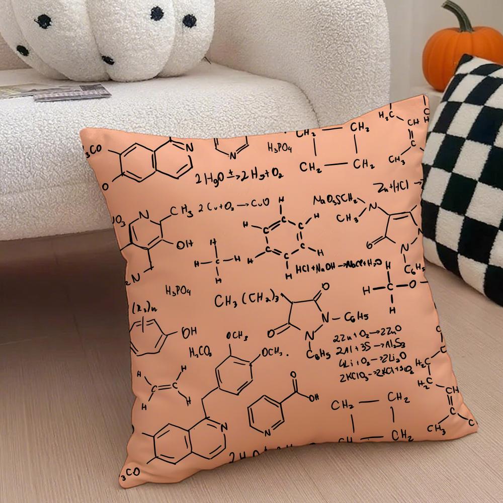Experimental Fundamental Chemistry Cushion Cover Throw Pillow Cover Hidden Button Durable Polyester Chair Cushion