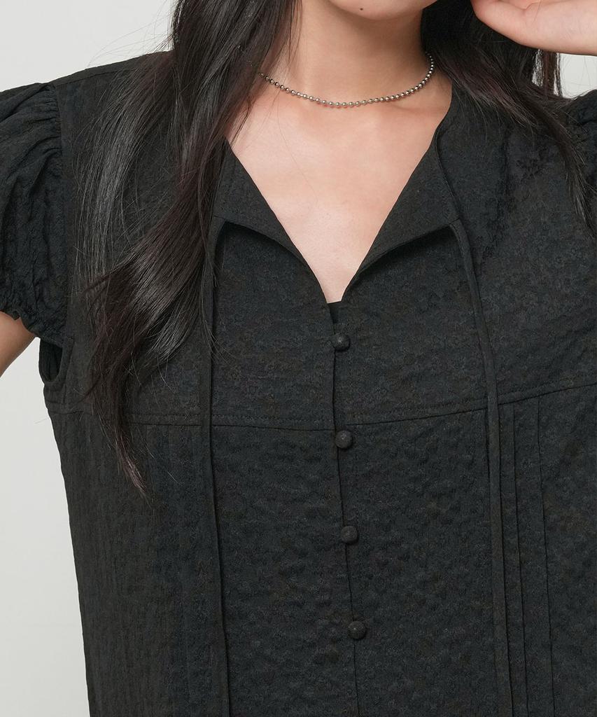 GENERALIDEA Floral Cap Sleeve Mini Dress [Black] / Gf2Lop522