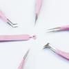 Colored Pink Black White Eyelash Extension Tweezers Fiber Tip Custom Logo for Professional Eyelash Tweezers
