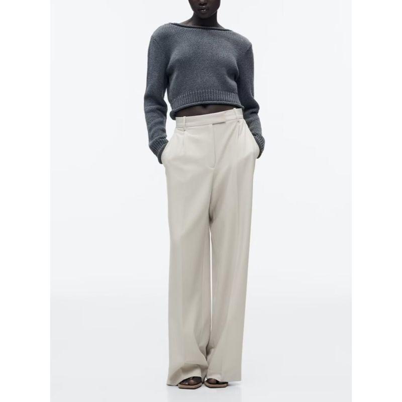 Za2024 Summer New Product Women's Clothes Casual All-Matching Straight Pleated High Waist Wide Leg Pants Pants 8372124 812