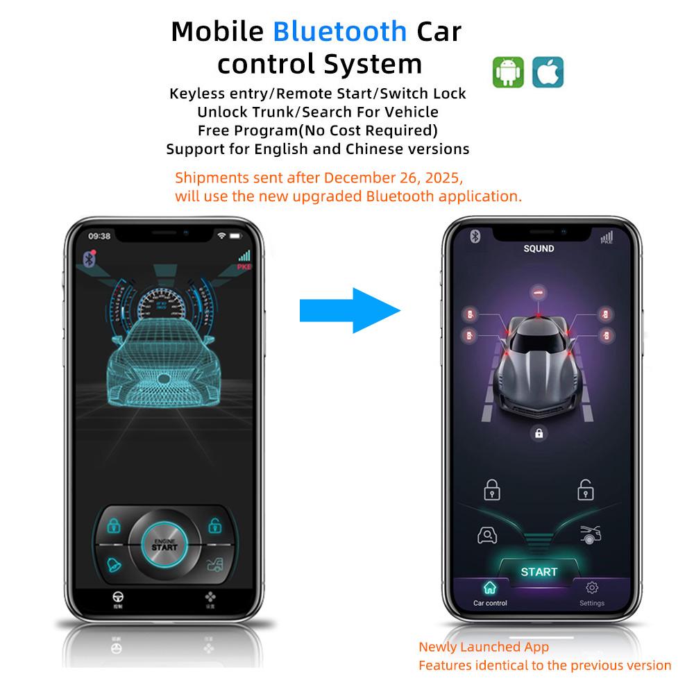 Remote Starter and Car Alarm Smart App Remote Start Stop System for Cars Engine Push Start System with Auto Ignition Button