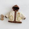 2025 Winter Boys' Hooded Cotton Jacket: Thick, Patchwork Korean Style for Kids