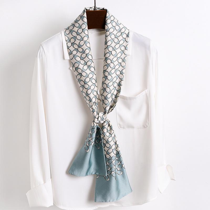 Retro Polka Dots Print Silk Skinny Scarf Women Soft Satin Neckerchief Hairband Lady Headband Bagscarf Female Neck Tie Office