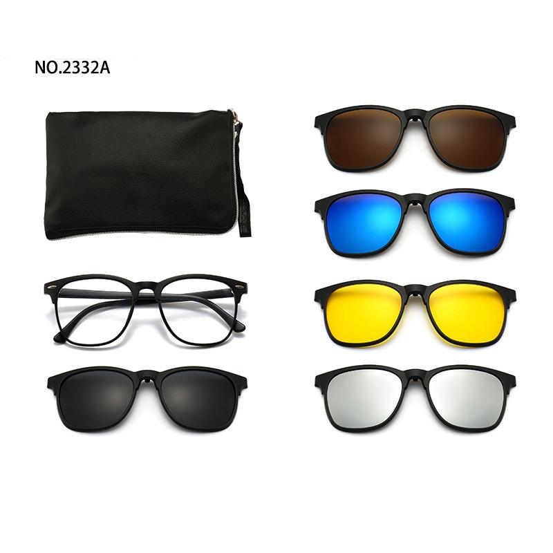 6 In 1 Men Women Optical Magnetic Sunglasses Clip Magnet Clip on Sunglasses Polaroid Clip on Sun Glasses WIth Box