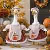 Polyester Goose Outfits for Thanksgiving Porch 23" Statue, Fall Maple Leaf Autumn Decor Courtyard Geese Pumpkin Clothes, Costume Yard Patio