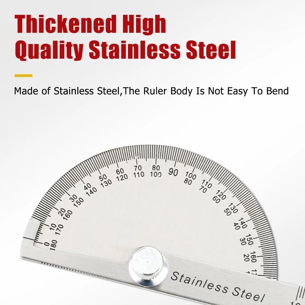SAE Protractor 0-180° Rotary Angle Finder Stainless Steel Machinist Ruler
