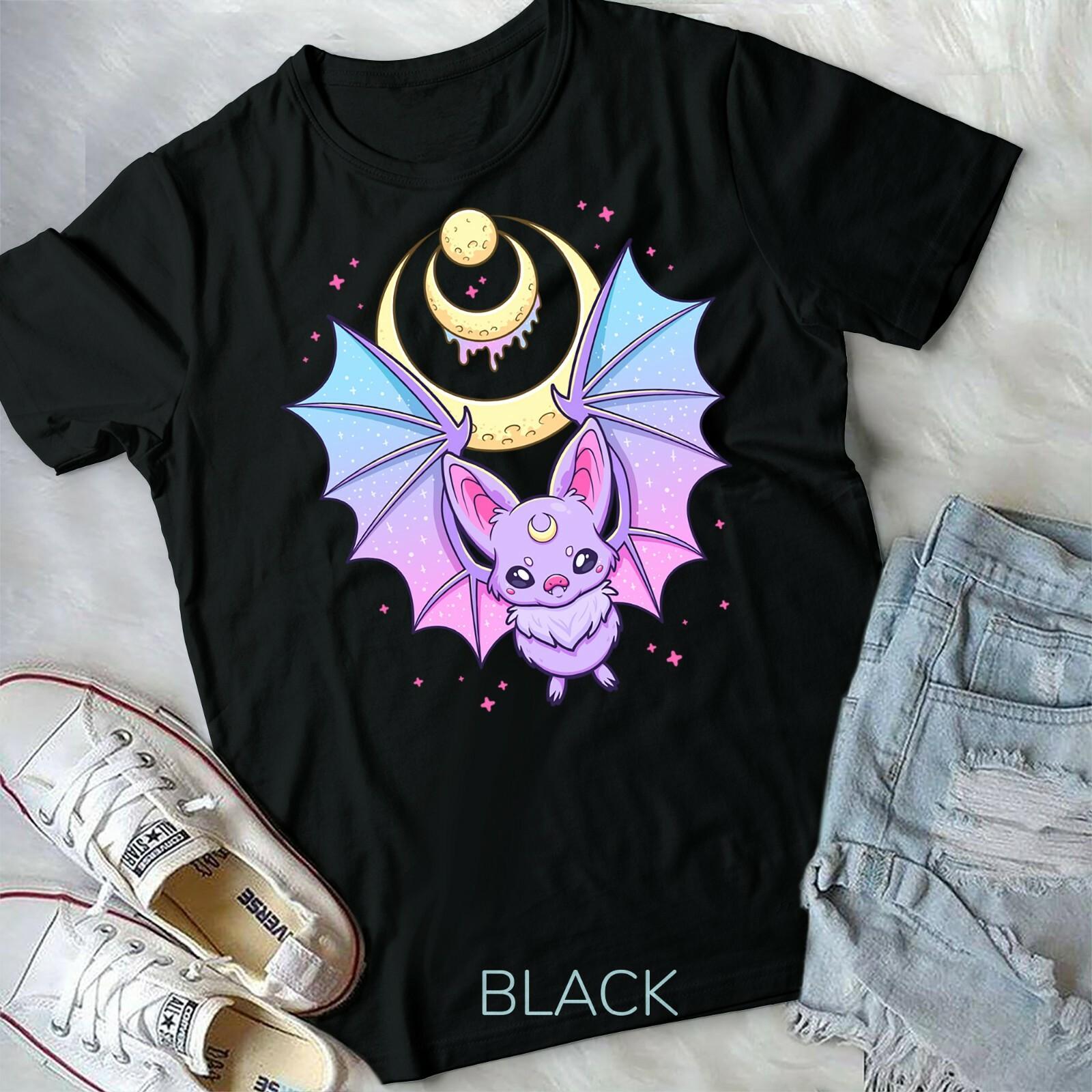Kawaii Pastel Goth Cute Creepy Crescent Moon Bat Unisex Form T-shirt XXXXL