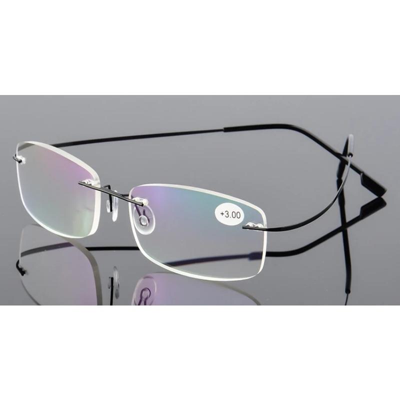 Ultraleichte TR90 Memory Titan Randlose Lesebrille Damen Altersweitsichtbrille