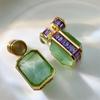 New Luxury Peridot Green Jade Earrings With Micro -Inlaid Purple Diamond Square Charm Vintage Earrings For Women Party Jewelry