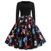Women Vintage Long Sleeve Dress Spring Autumn New Year Party Dresses S-5XL Black Vestidos