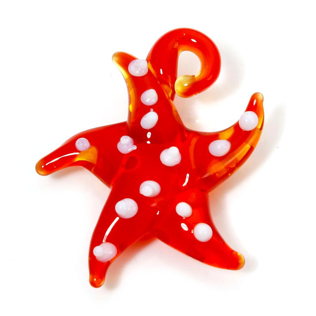 2-5 Piezas Lámpara de Vidrio Soplado 3D Joyería Oceánica Cuentas Tortuga Roja Pez Dorado Estrella de Mar Concha Cuentas Espaciadoras Fabricación de Collares Adornos Acuario