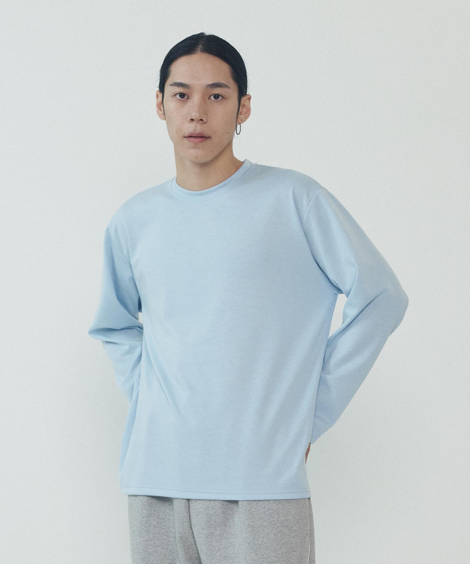 Analog Mood Basic Round Plain Long Sleeve T-Shirt (Sky Blue) L