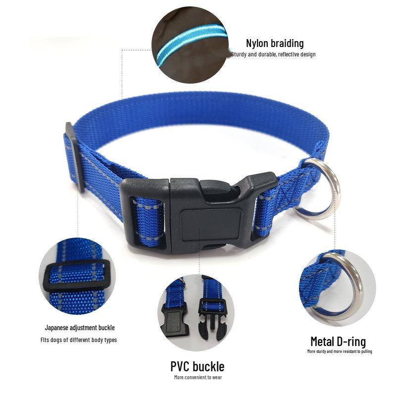 Reflective Adjustable Large Dog Collar - Non-Choke Design