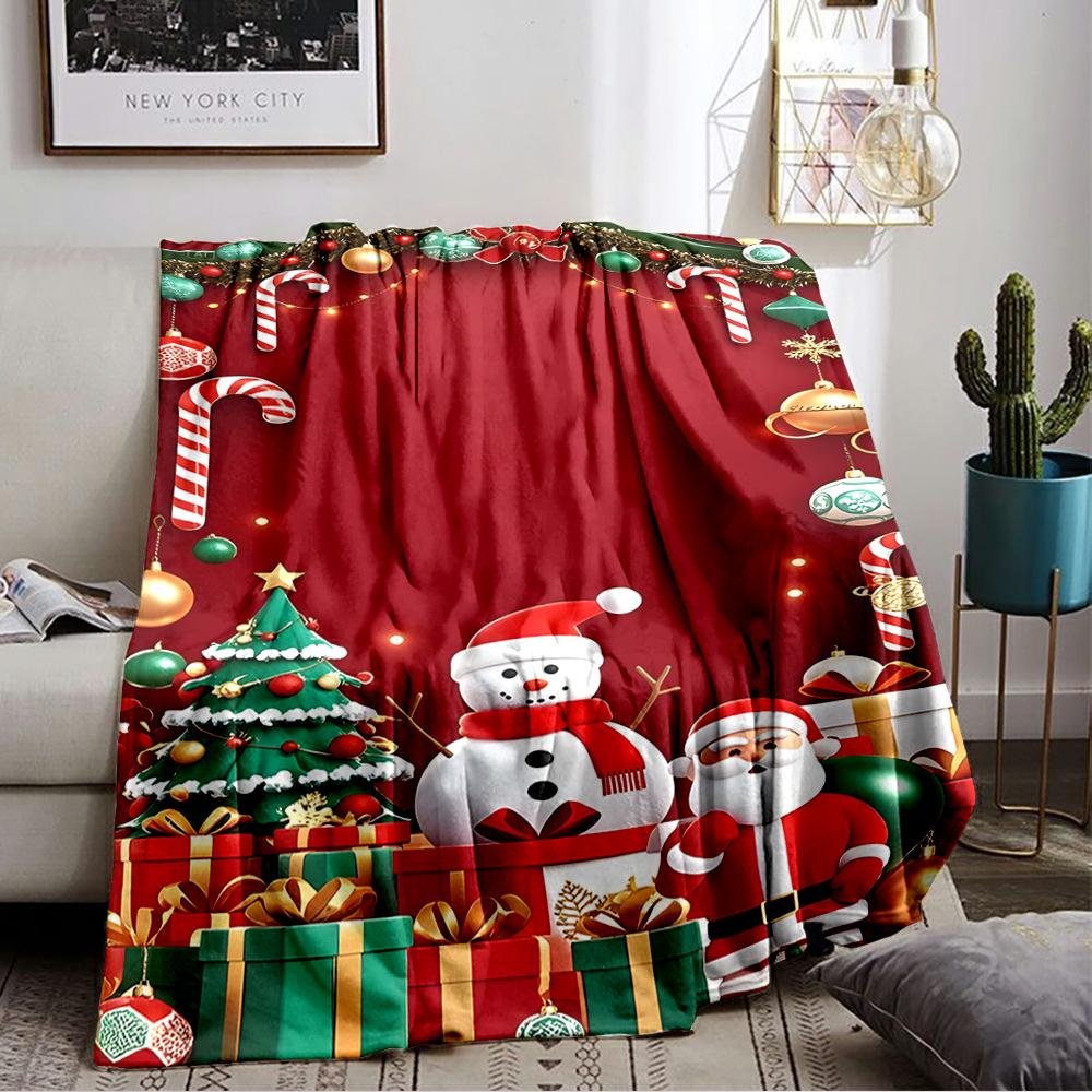 Festive Christmas Scene with Santa ClausFlannel blanket for bedroom, living room, sofa, and nap