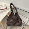 Suede Leopard Print Tote Bag With Large Capacity For Casual Daily Use
