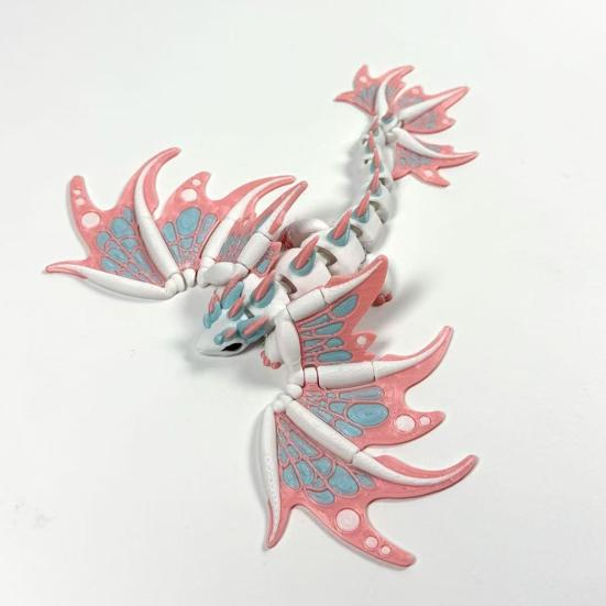 3D Printed Dragon Butterfly Figurine, Articulated Desk Decor, Cute Shelf Ornament, Stress Relief Fidget Toy for Kids Collectors