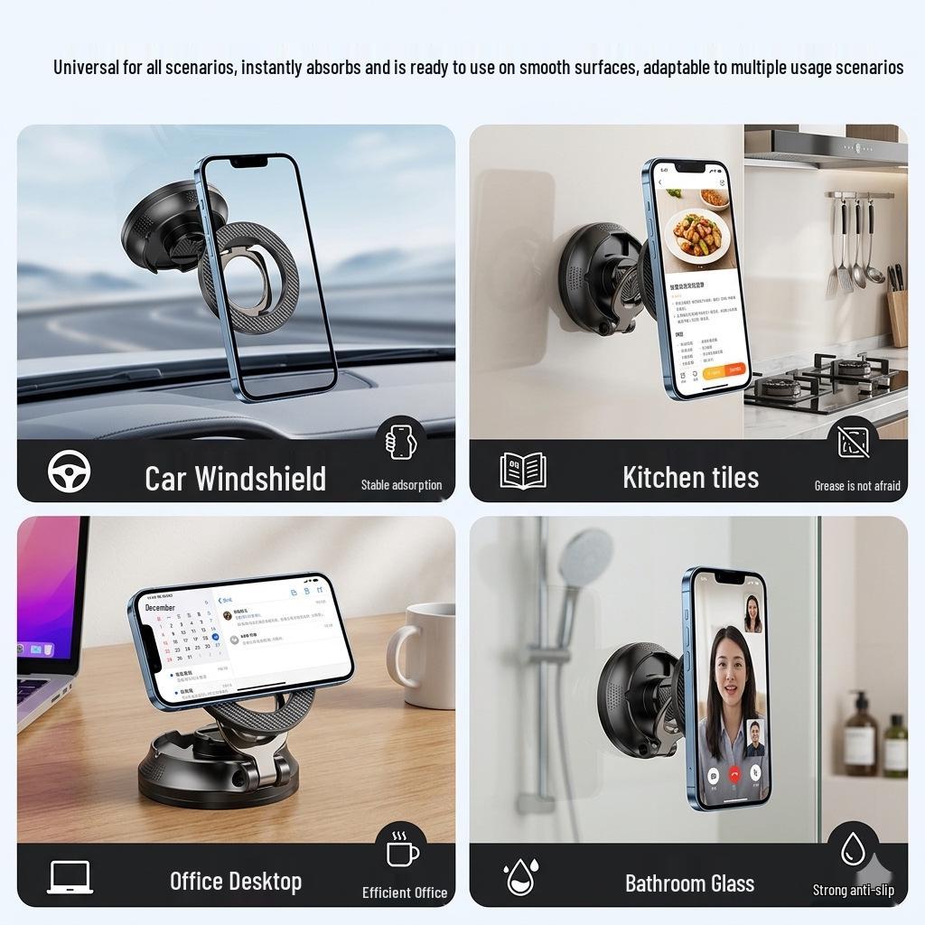 360° Rotating Magnetic Car Phone Holder with Suction Cup for Dashboard