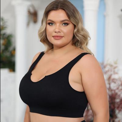 Women's Plus-size Underwear Bra Is Comfortable, No Underwires, Gathered To Close the Side Breasts, and Prevent Sagging BLACK 1XL-4XL